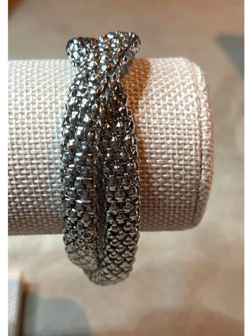 Express Twisted Mesh Stretch Intertwined Silver Toned Bracelet Vintage Y2K